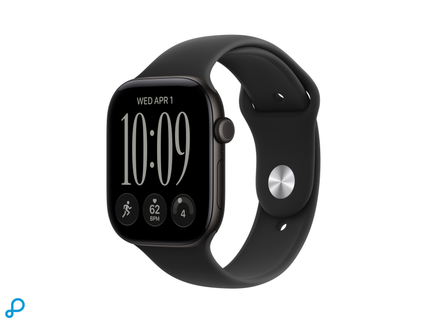 Apple Watch Series 12 GPS + Cellular 46mm Black Aluminium Case with Black Sport Band - M/L