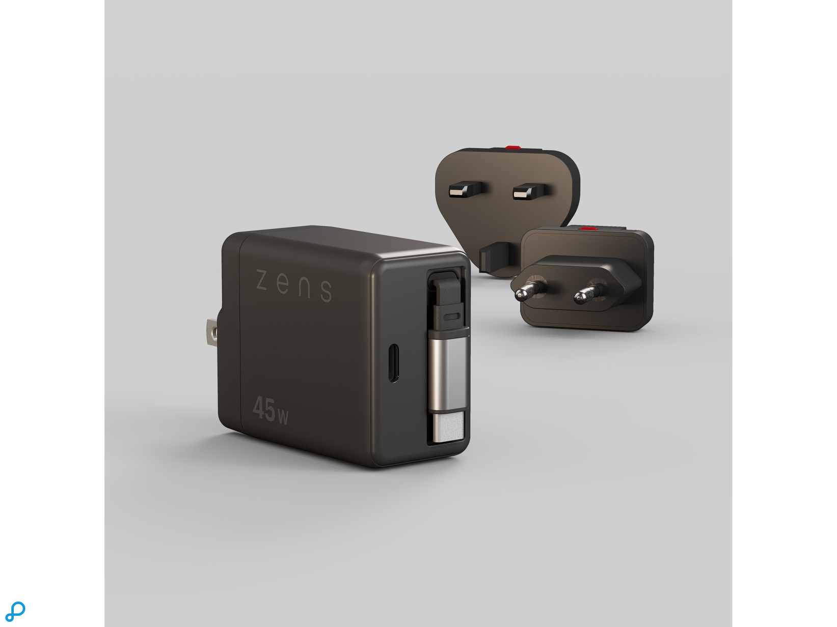 Zens USB-C 45W PD Lader USB-C Retractable Kabel Zwart-0