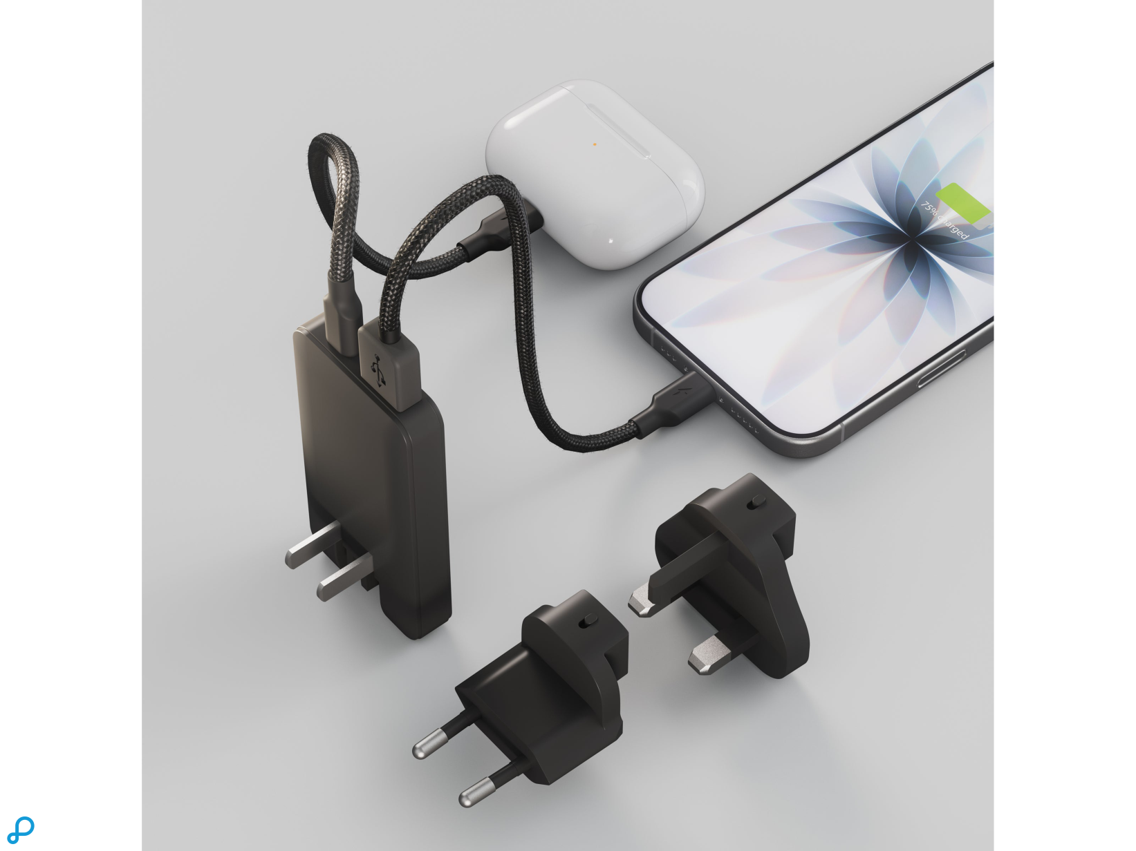 Zens USB-C 65W PD Platte Lader 1x USB-C en 1x USB-A Zwart-2
