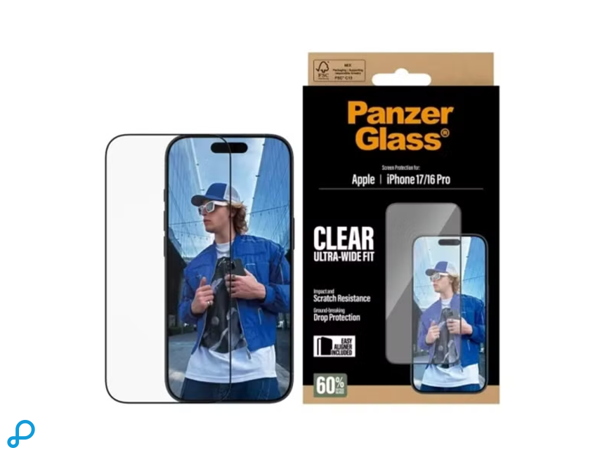 PanzerGlass Screen Protector For iPhone 17 Pro/17/16 Pro Transparant Ultra-Wide Fit Bulk