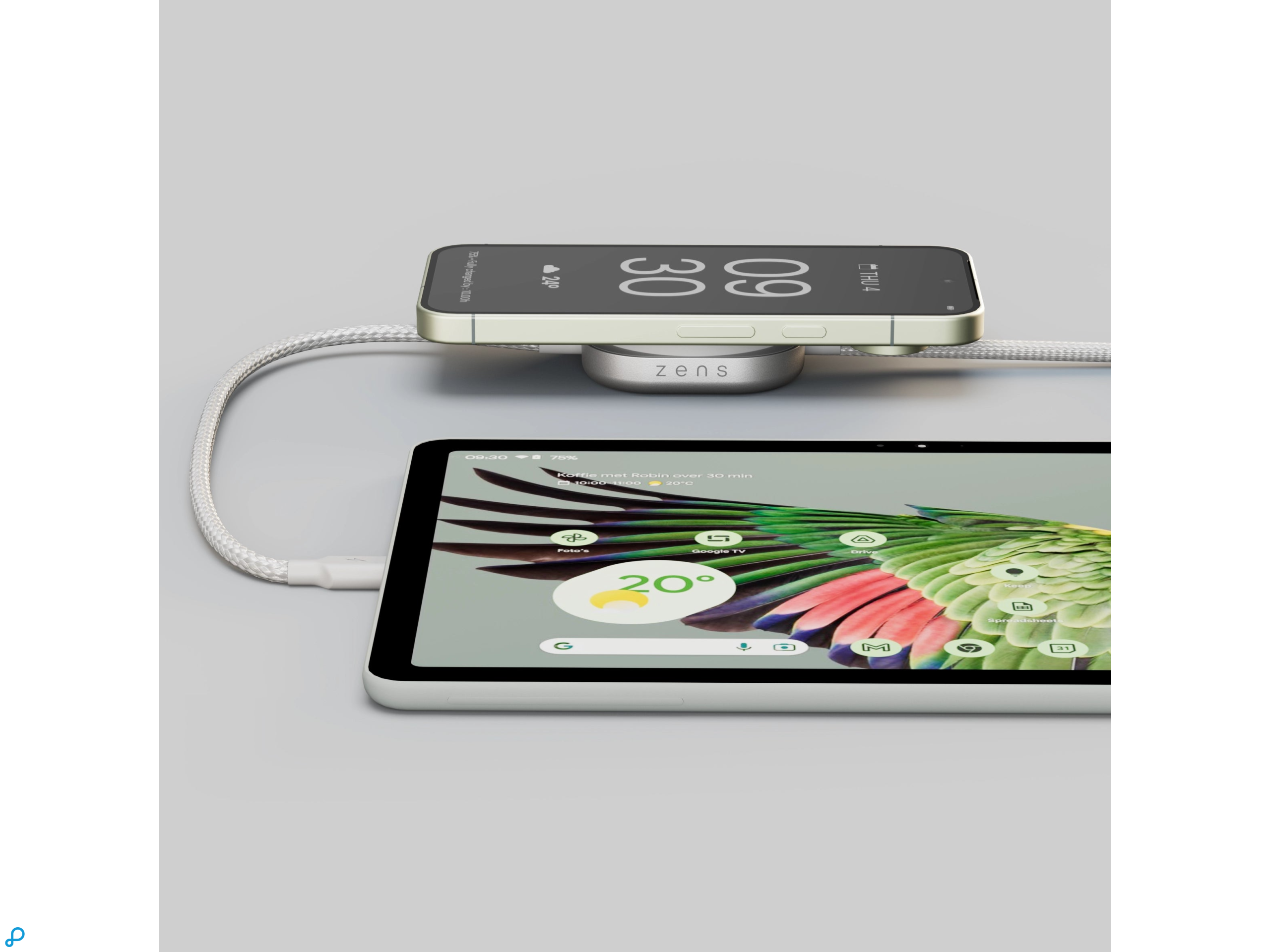 Zens Charging Cable USB C-C Pro 2 White-1