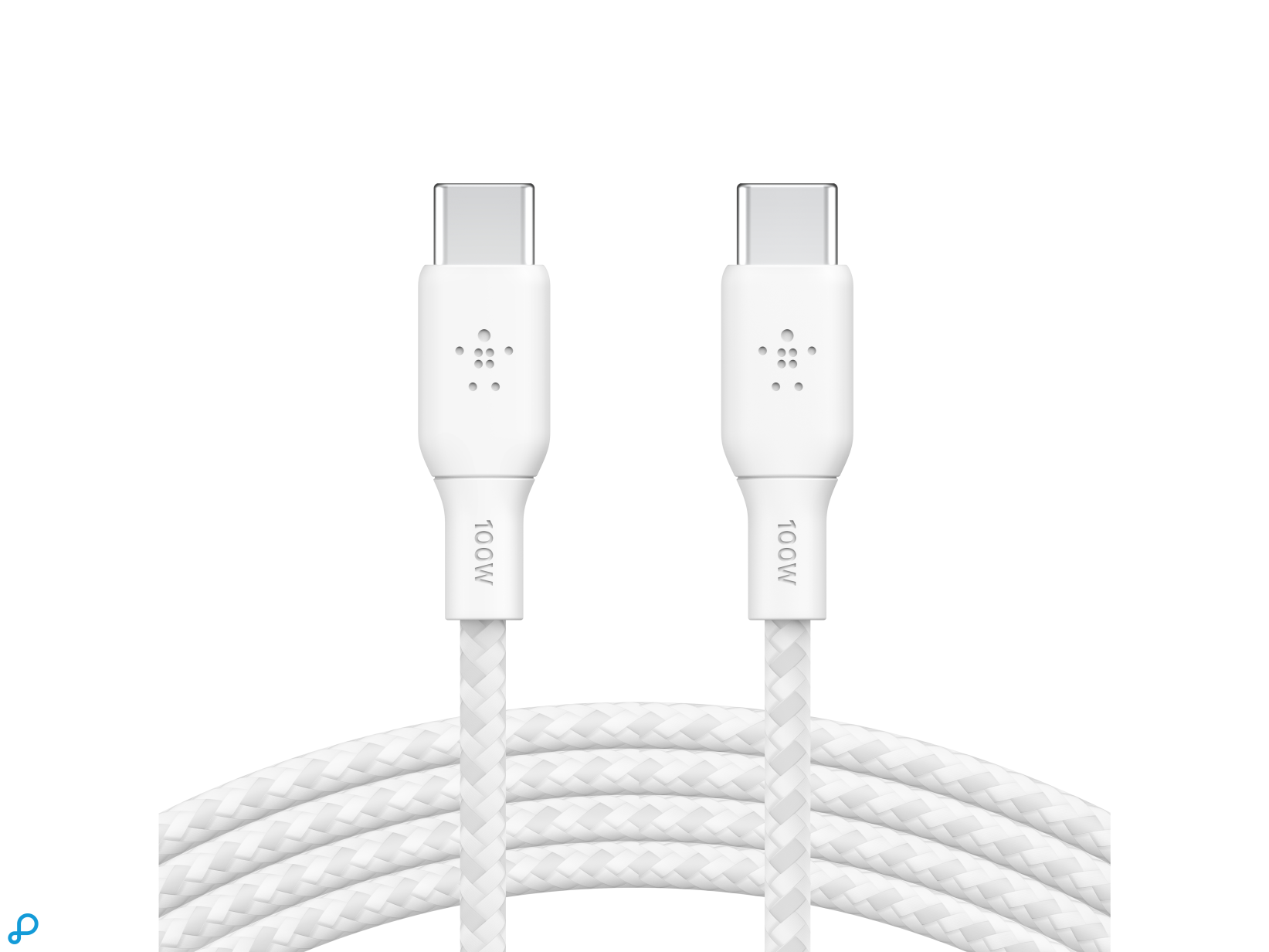 Belkin 100w USB-C Naar USB-C Gewoven Kabel 2M Wit-2