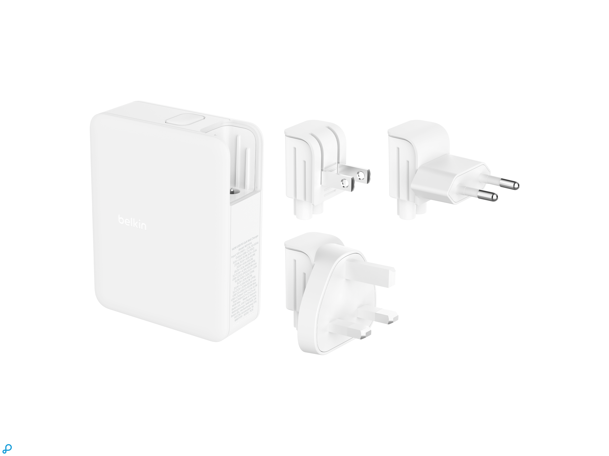 Belkin PD 140W GAN WALL CHARGER, WHT WITH UK+EU+US PLUG-2