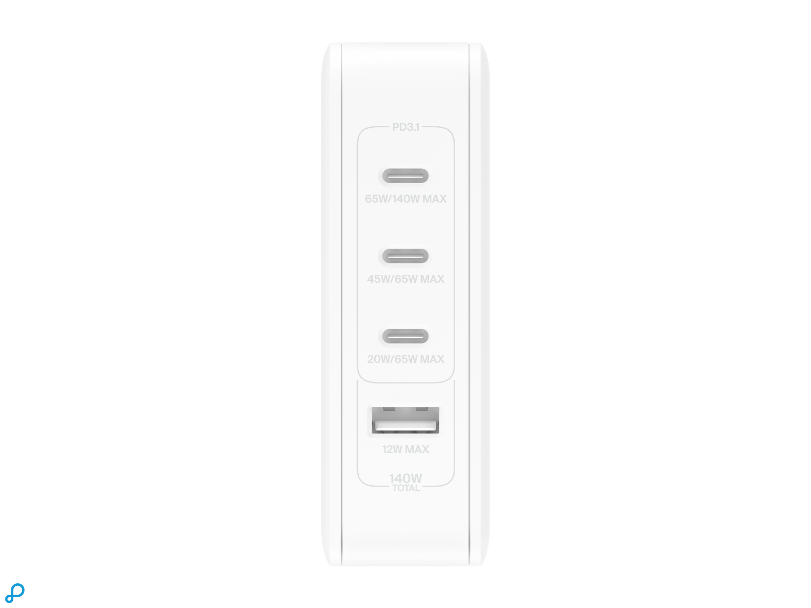 Belkin PD 140W GAN WALL CHARGER, WHT WITH UK+EU+US PLUG-1