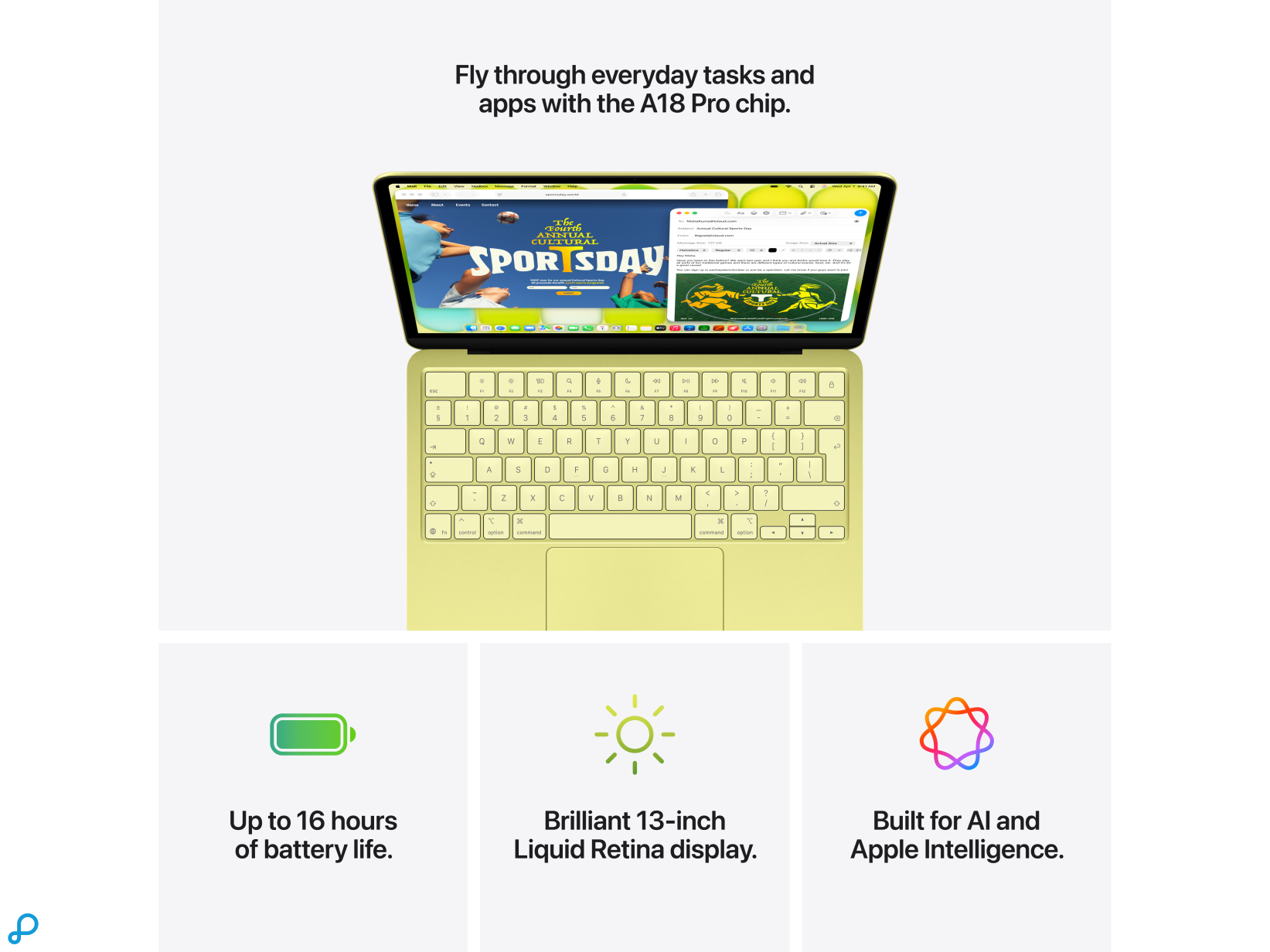 13-inch MacBook Neo: Apple A18 Pro chip met 6-core CPU en 5-core GPU, 8GB, 256GB SSD - Indigo-6