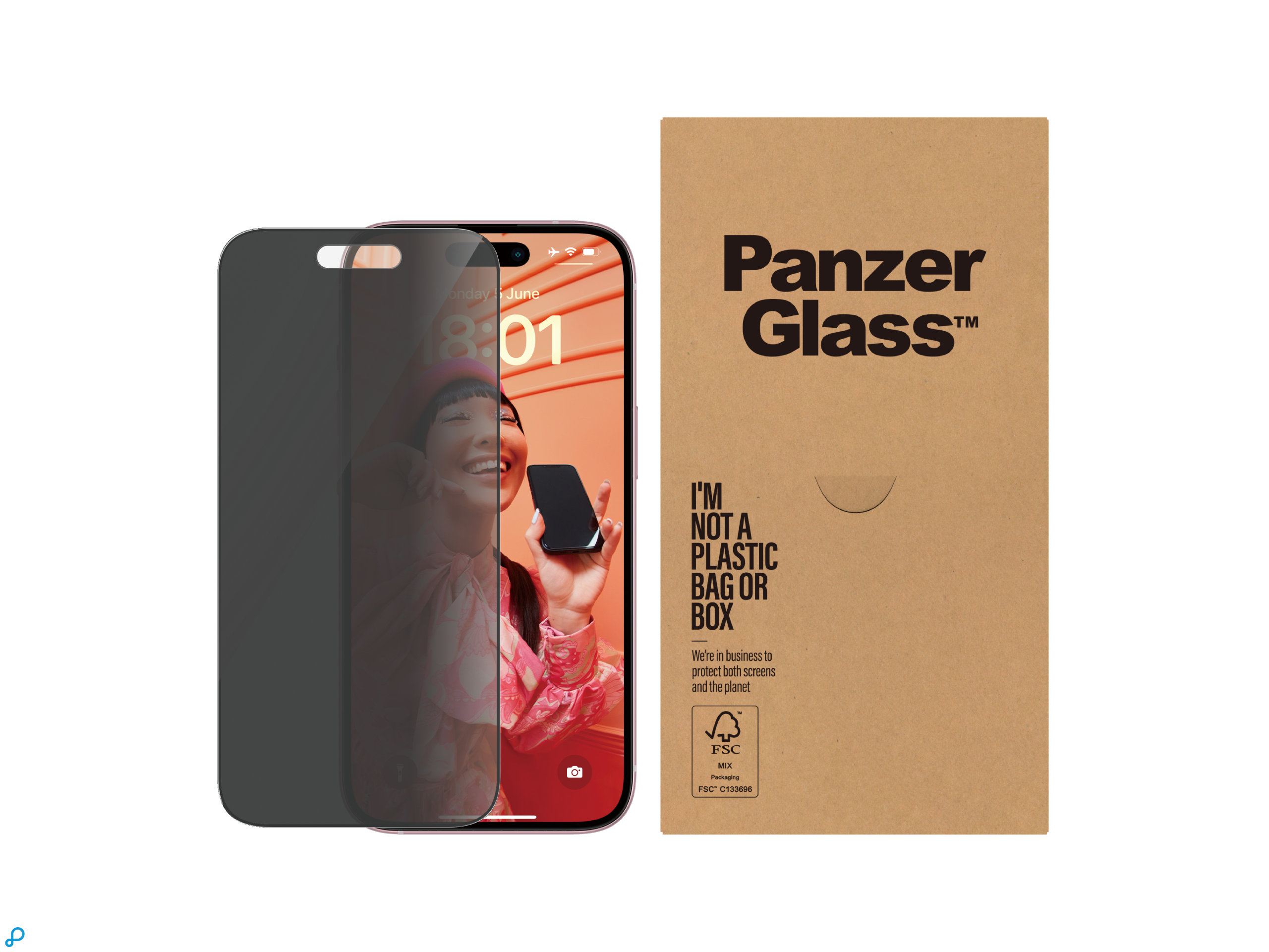 PanzerGlass 2-Way Privacy Screen Protector Voor iPhone 15 Ultra-Wide Fit-0