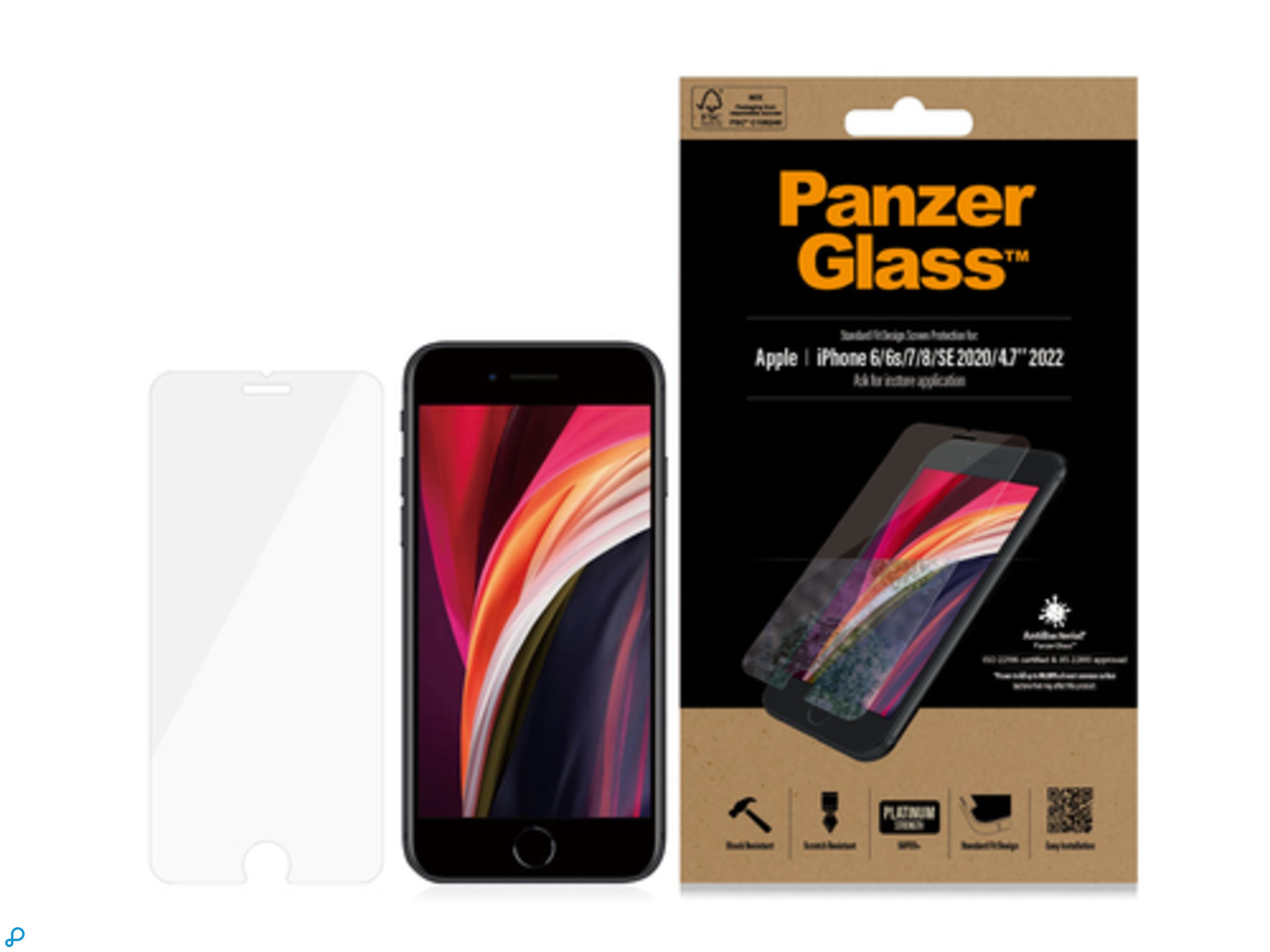 PanzerGlass Screen Protector Apple iPhone 8/7/6s/6/SE (2020/2022) Inclusief Applicator-0