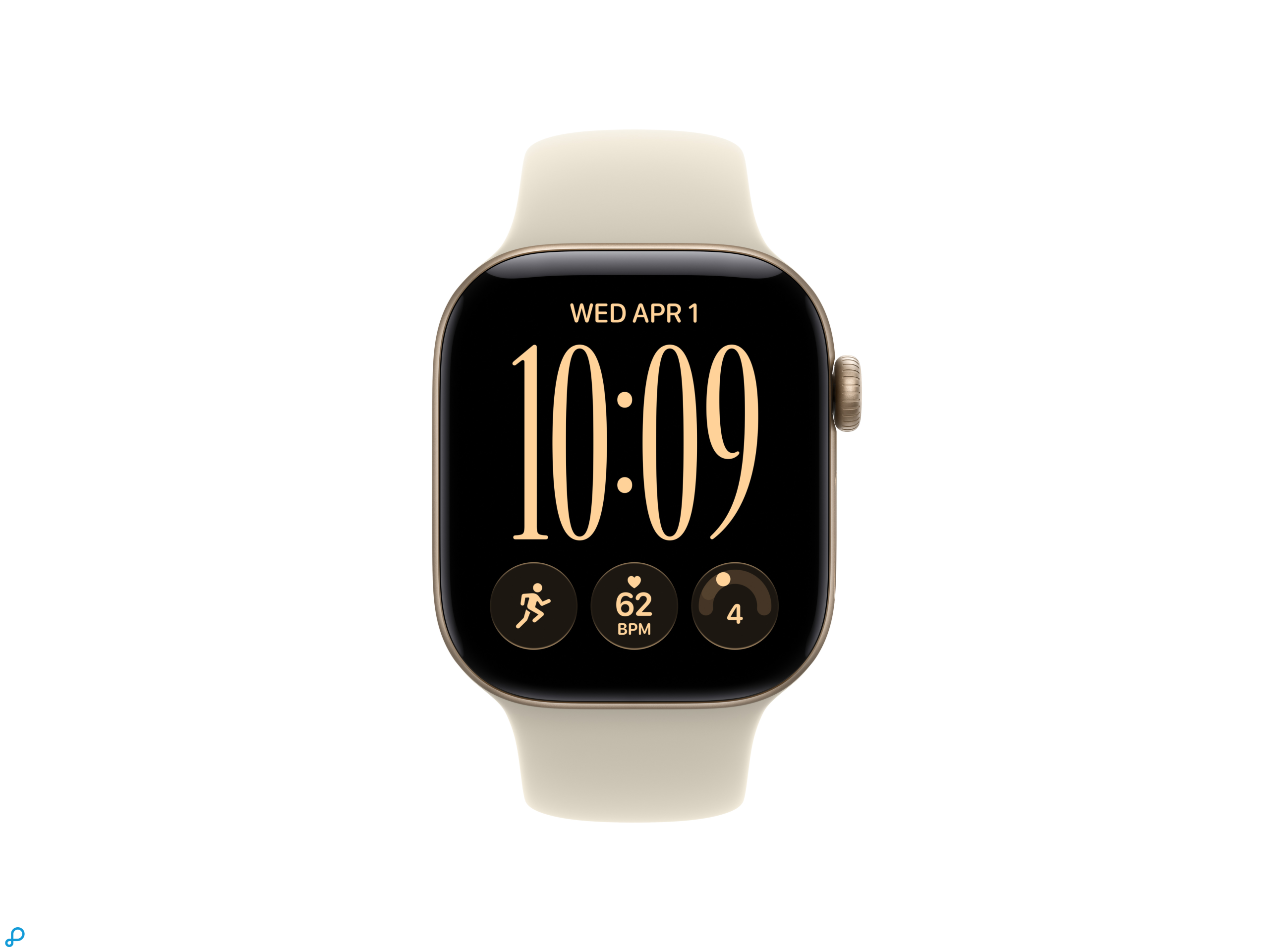 Apple Watch Series 12 GPS + Cellular 42mm Light Gold Aluminium Case with Sand Sport Band - M/L-1