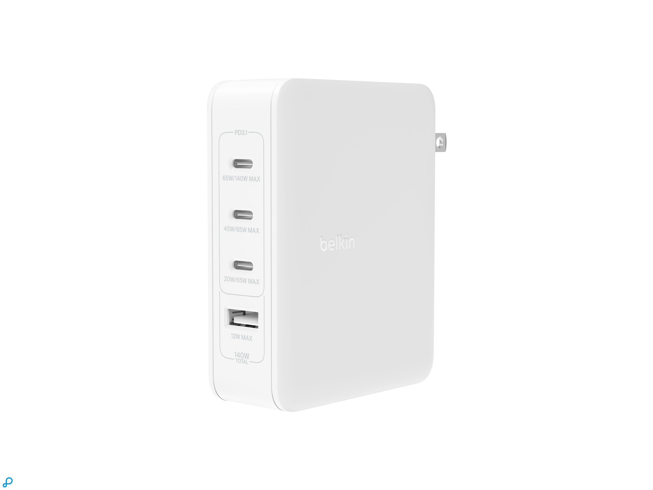 Belkin PD 140W GAN WALL CHARGER, WHT WITH UK+EU+US PLUG-0