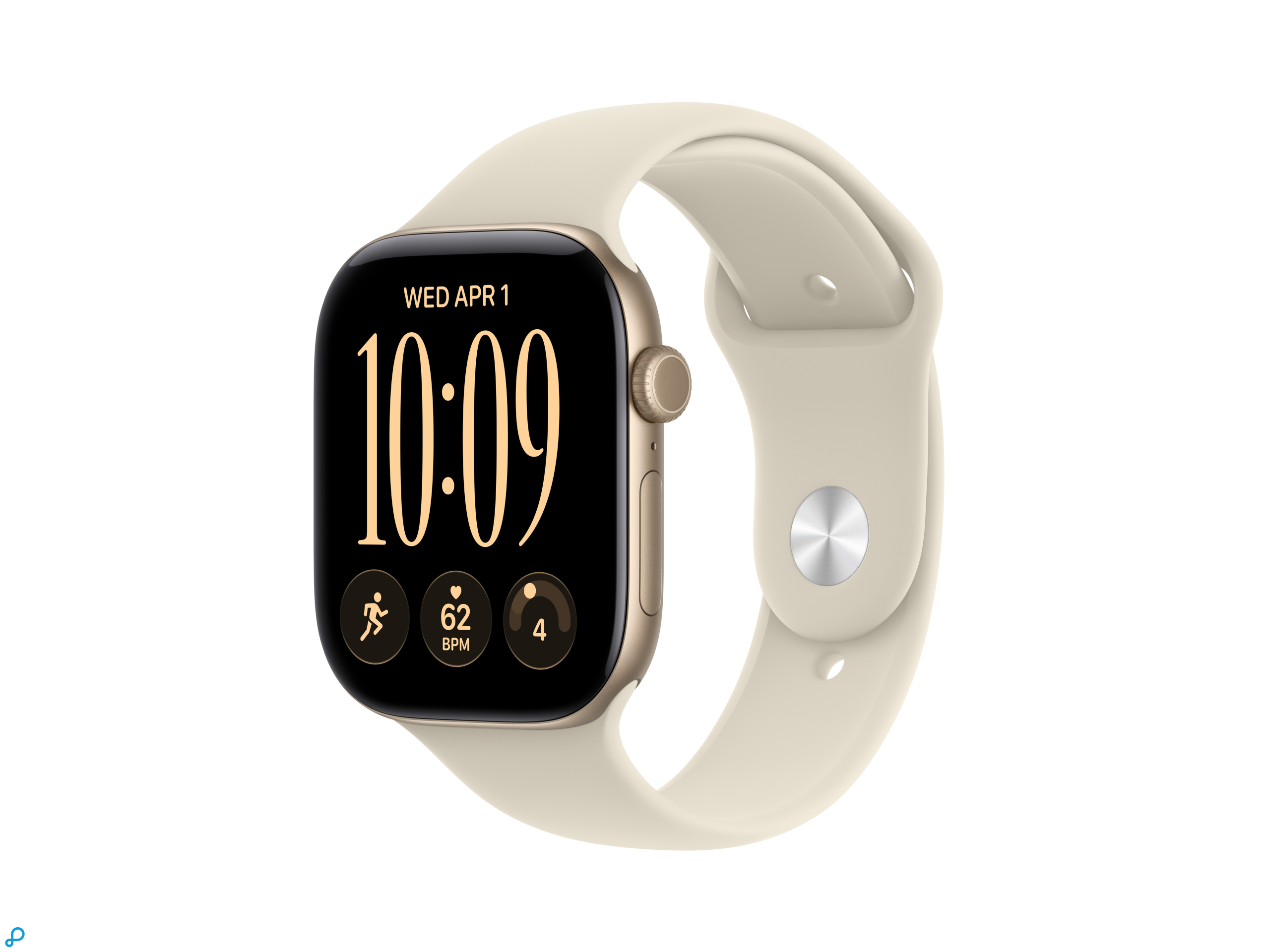 Apple Watch Series 12 GPS 46mm Light Gold Aluminium Case with Sand Sport Band - M/L-0