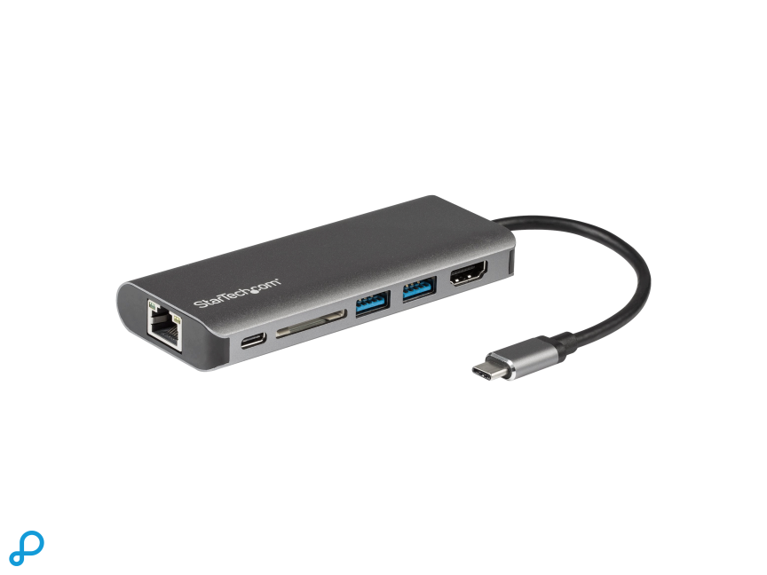 StarTech USB-C Multiport Adapter - USB-C 6-in-1 Mini Dock, 4K HDMI, 3x USB, GbE, 60W PD 3.0 Pass-Through