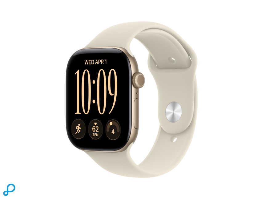 Apple Watch Series 12 GPS 46mm Light Gold Aluminium Case with Sand Sport Band - M/L