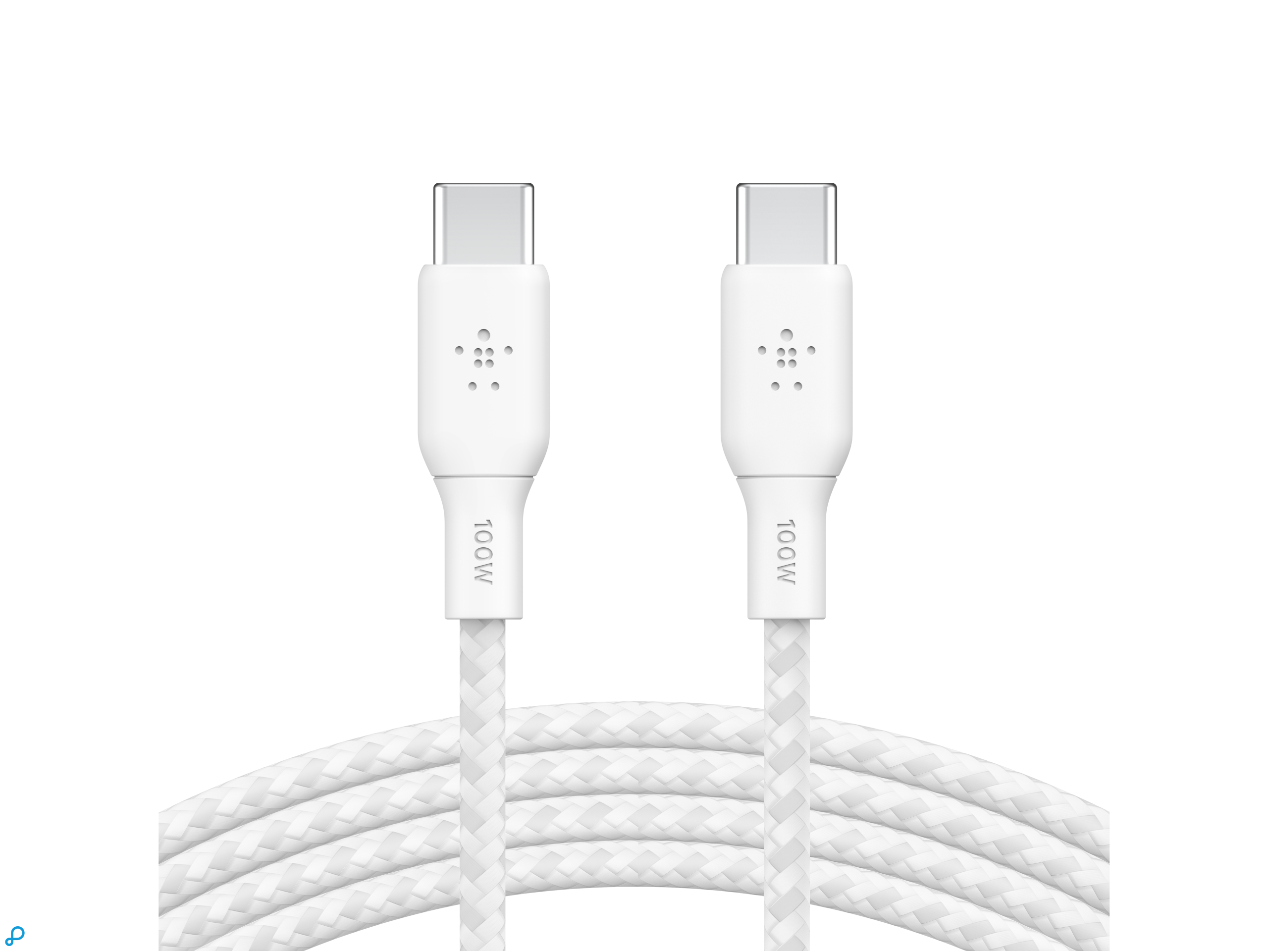 Belkin 100w USB-C Naar USB-C Gewoven Kabel 2M Wit-2
