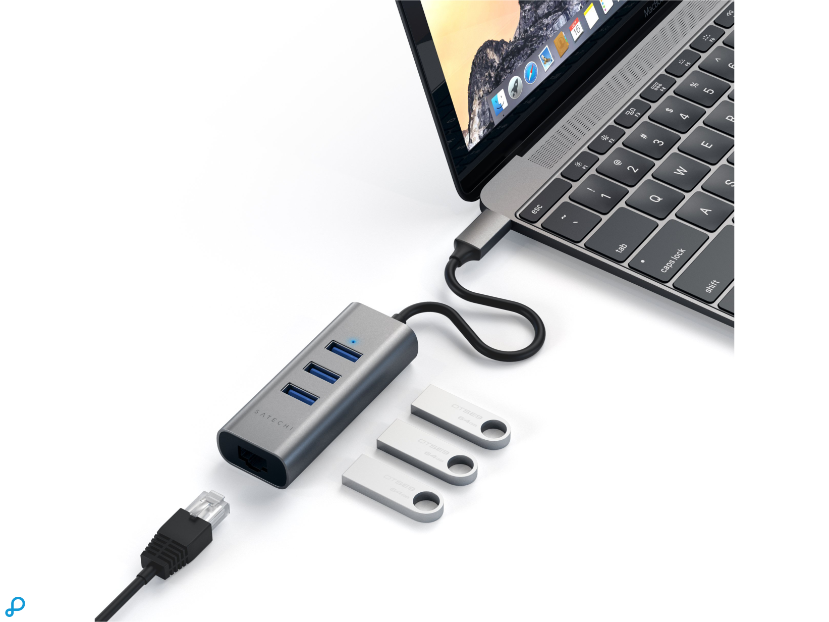 Satechi USB-C 2-in-1 hub (ethernet) Space Grey-4