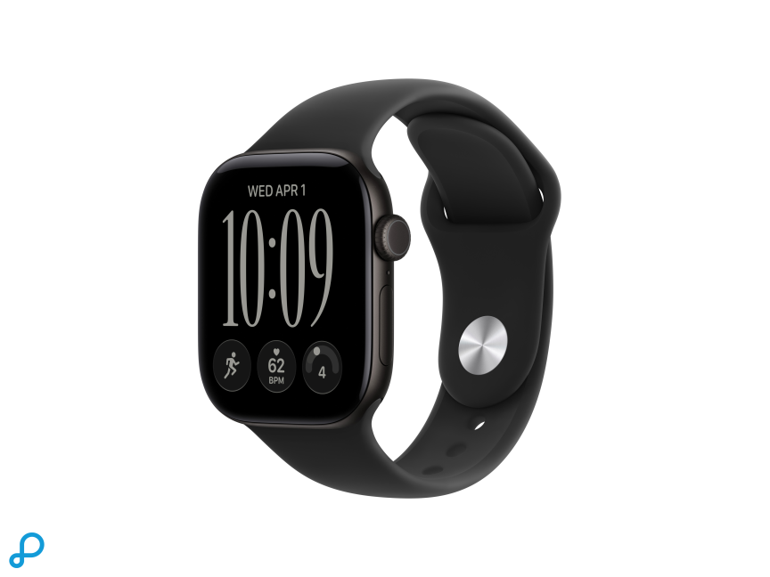 Apple Watch Series 12 GPS + Cellular 42mm Black Aluminium Case with Black Sport Band - M/L