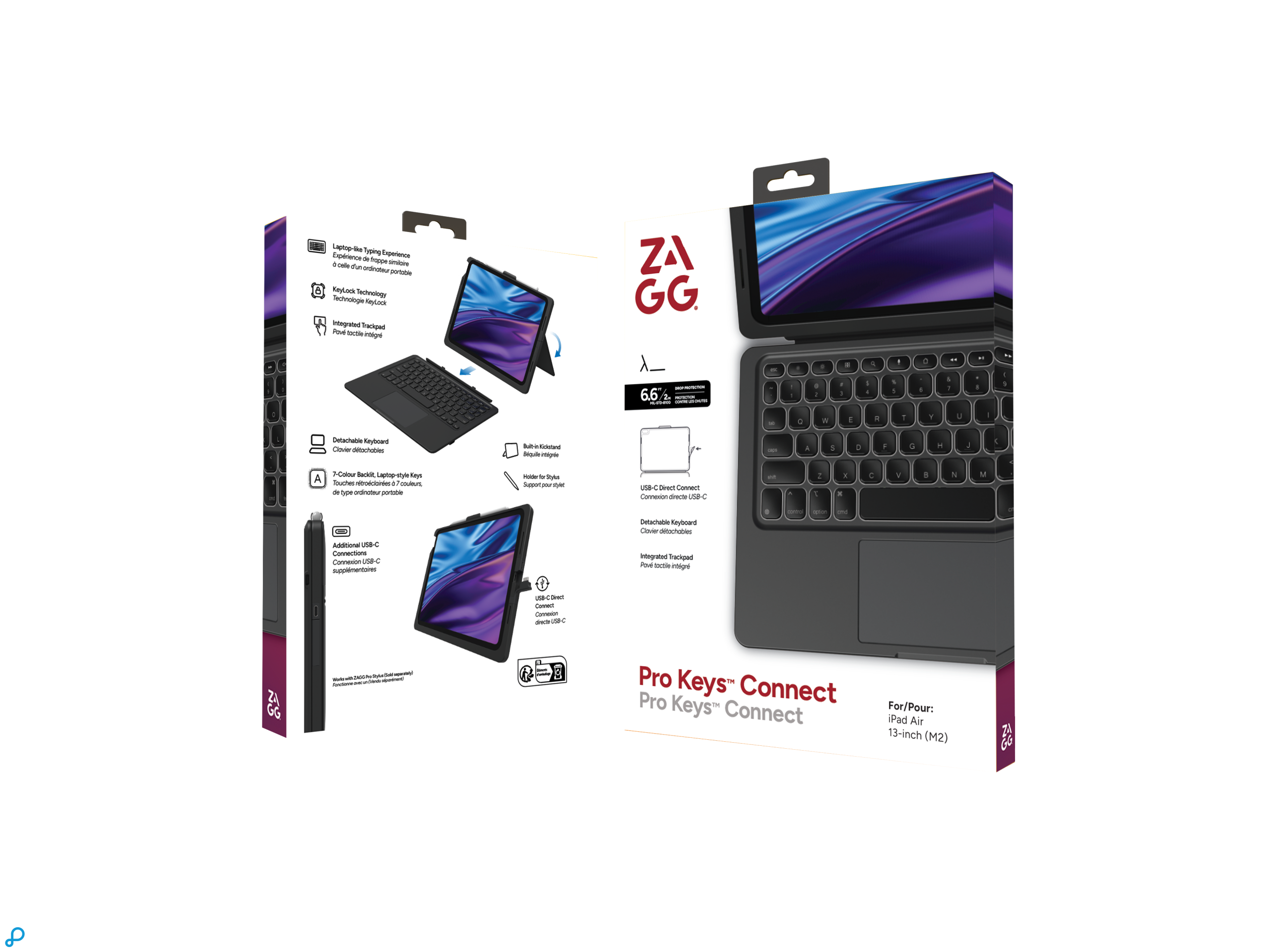 Zagg Pro Keys 2 Connect Keyboard Case For Apple iPad Air 13" (M2) Black Qwerty UK-6
