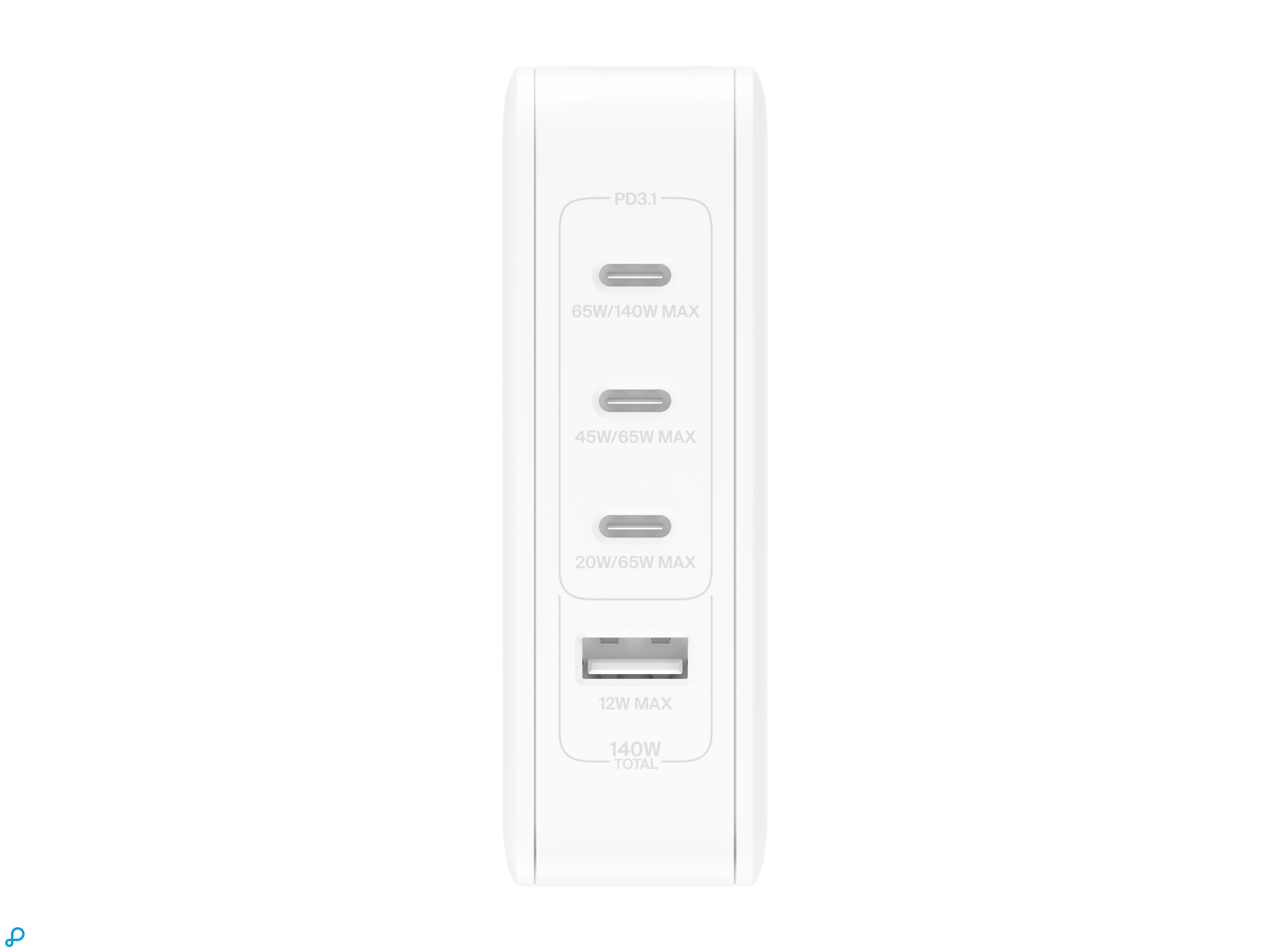 Belkin PD 140W GAN WALL CHARGER, WHT WITH UK+EU+US PLUG-1