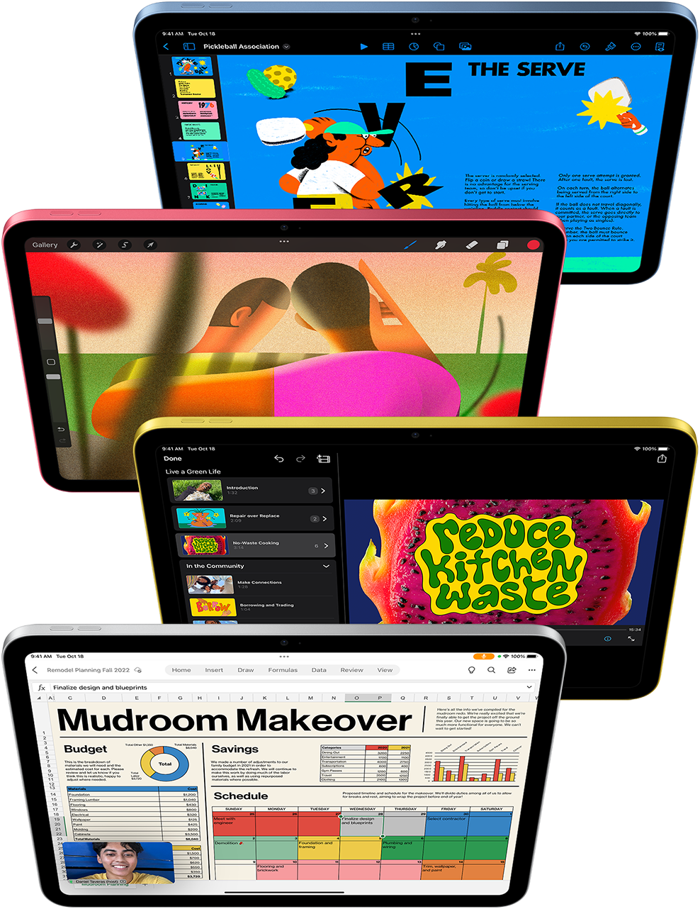 Afbeelding van Keynote, Procreate, iMovie en Microsoft Excel + WebEx.