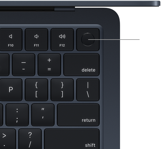Bovenaanzicht van MacBook Air-toetsenbord met Touch ID