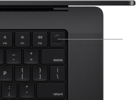 Bovenaanzicht van MacBook Pro-toetsenbord met Touch ID