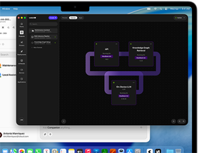 MacBook Air, screen shows a Large Language Model workstream on WebAI