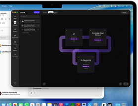 MacBook Air met op het scherm een Large Language Model-workstream in WebAI