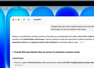 MacBook Neo met AI op het scherm, gebruiker vraagt ChatGPT om informatie over wettelijke voorschriften in de huidverzorgingssector