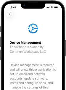 Gedeeltelijke weergave van een iPhone 17e in verticale stand met de Instellingen-app waarin het tabblad Apparaatbeheer is geopend