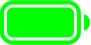 Een pictogram van een volledig opgeladen batterij in fluorescerend groen.