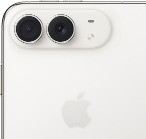 Back panel on the features an Apple logo, dual camera, and flash