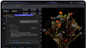 MacBook Pro met PROLED XDR-display, kleur spacezwart, op het scherm wordt een afbeelding gemaakt met TouchDesigner en LM Studio