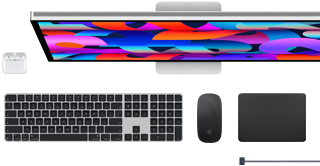 Mac accessories: AirPods, Studio Display, Magic Keyboard, Magic Mouse, Magic Trackpad, MagSafe charging cable