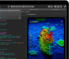 MacBook Pro-scherm met de integratie van een AI-assistent in Xcode