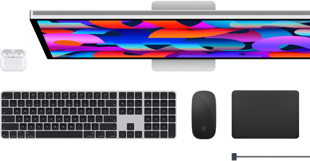 Mac-accessoires: AirPods, Studio Display, Magic Keyboard, Magic Mouse, Magic Trackpad, MagSafe-oplaadkabel